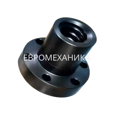 Гайка трапецеидальная полиамидная (POM) PFA 20х4 с фланцем (правая резьба), EMT - Евромеханика