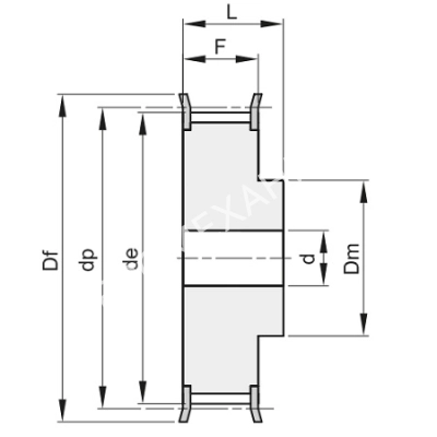 Шкив зубчатый под расточку 22 L 100 - Евромеханика