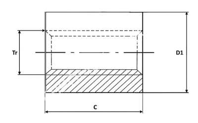 Гайка трапецеидальная латунная (HPb59-1) LRM 28х5 без фланца (правая резьба), EMT - Евромеханика