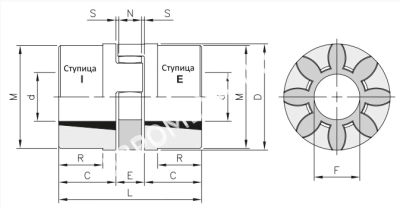 Полумуфта GEB 38-45 TL тип I, под втулку тапербуш 1108, EMT - Евромеханика