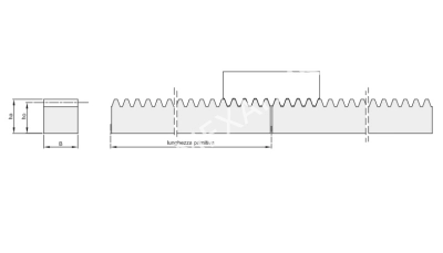 Рейка зубчатая M 2,5, 25х25 мм, L=2000 мм (CR29200) - Евромеханика