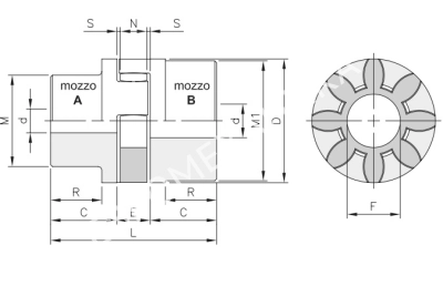 Полумуфта под расточку GEB 28-38 тип B, dmax= 38 мм - Евромеханика