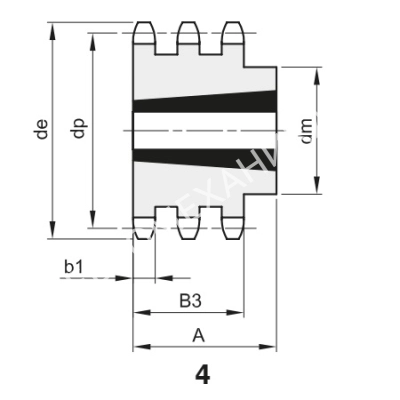 Звездочка 10B-3, шаг 15,875х9,65 мм (5/8х3/8), Z=30 под втулку тапербуш 2517 - Евромеханика