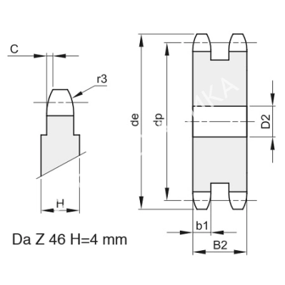 Звездочка 08B-2, шаг 12,7х7,75 мм (1/2х5/16), Z=45 без ступицы - Евромеханика