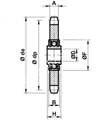 Звездочка натяжная для цепи 06B-1, Z=22 с подшипником - Евромеханика